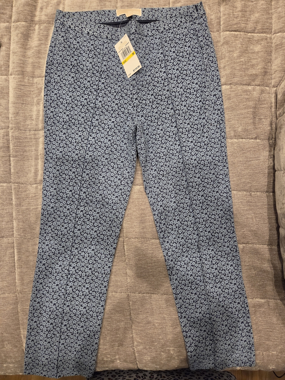 Michael Kors Light Blue Floral Slim Cropped Pants